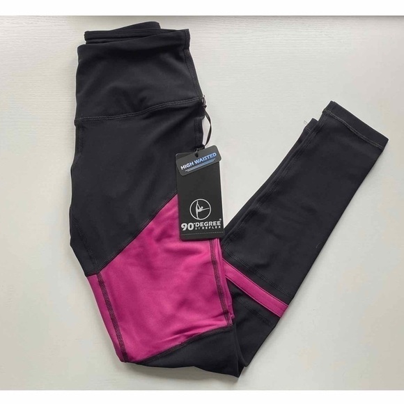 90 Degree by Reflex High Waist Colorblock Leggings - Picture 3 of 9